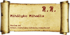 Mihályko Mihaéla névjegykártya